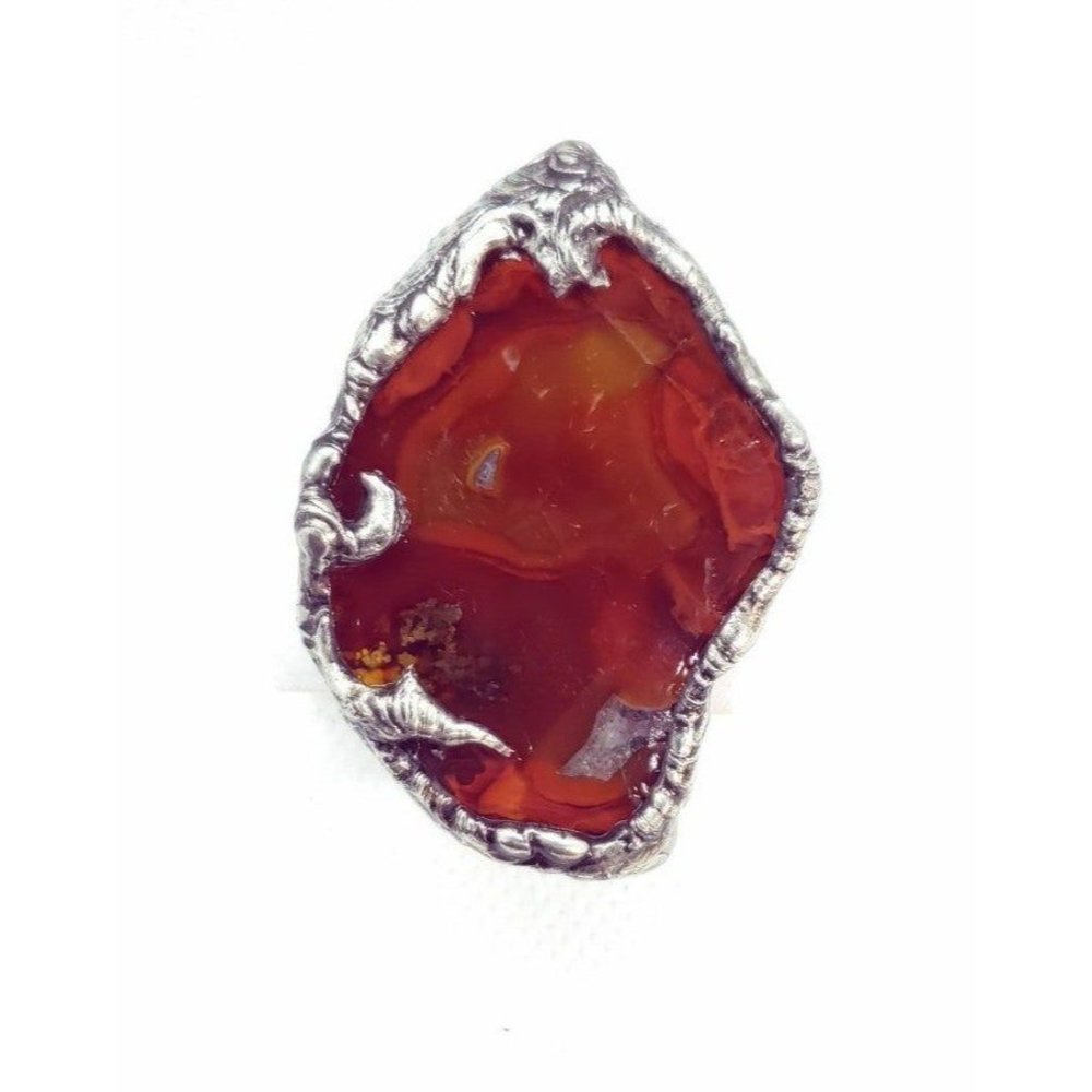 Red Agate Statement Ring - image 8
